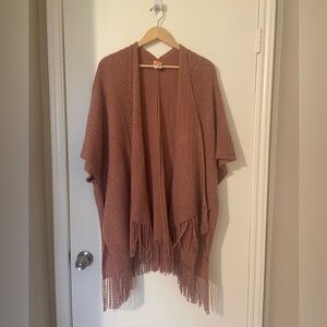 Anthropologie Pink Knit Poncho, O/S